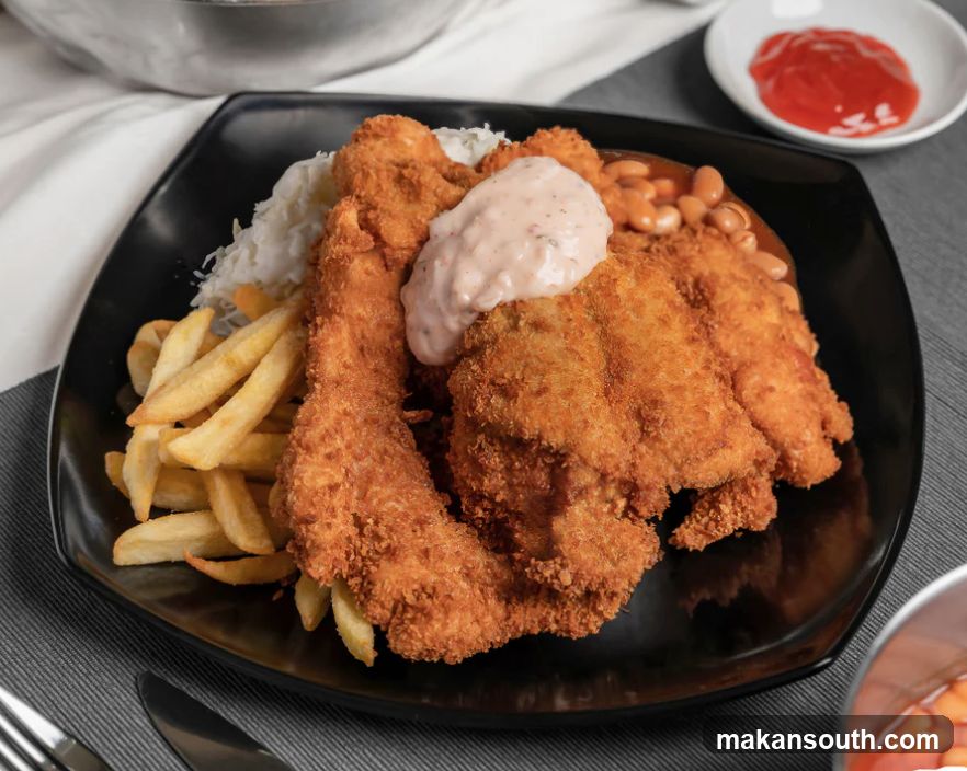 Fried Chicken Meal with Fries and Beans