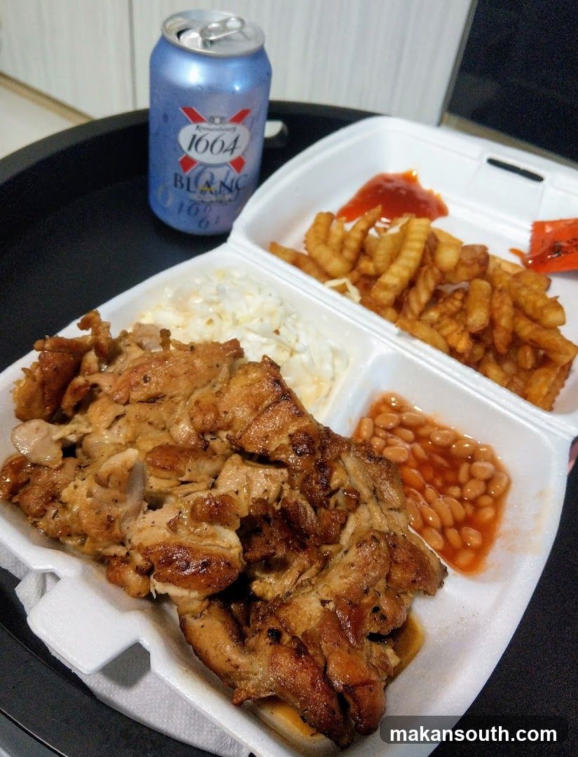Takeout Meal with 1004 Blanc Beer