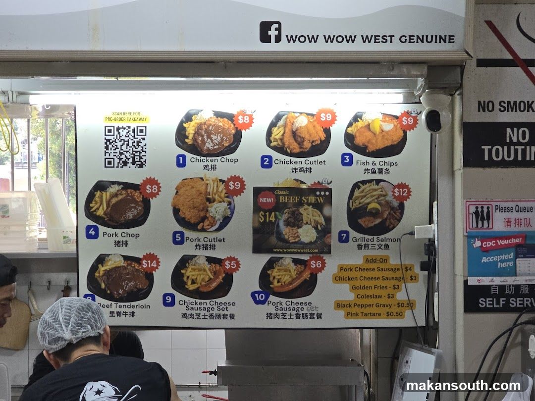 WOW WOW WEST Genuine Menu Board