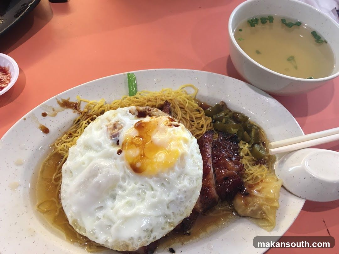 Noodle Dish with Fried Egg and Broth