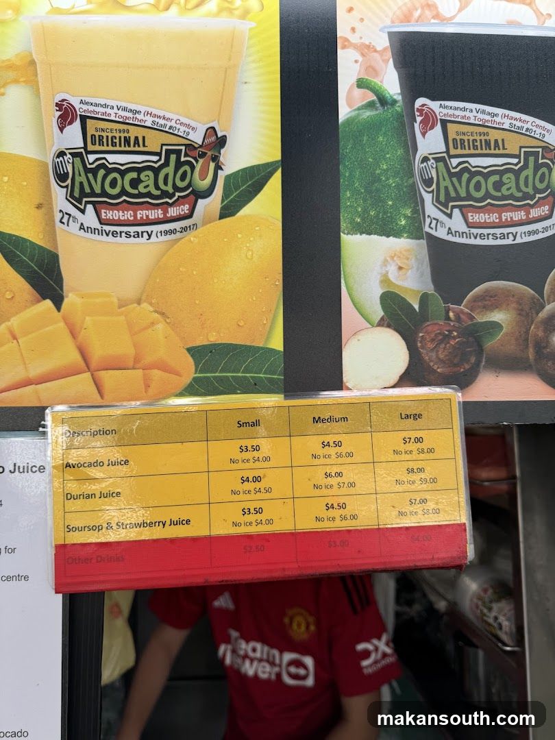 Avocado Juice and Durian Juice Display