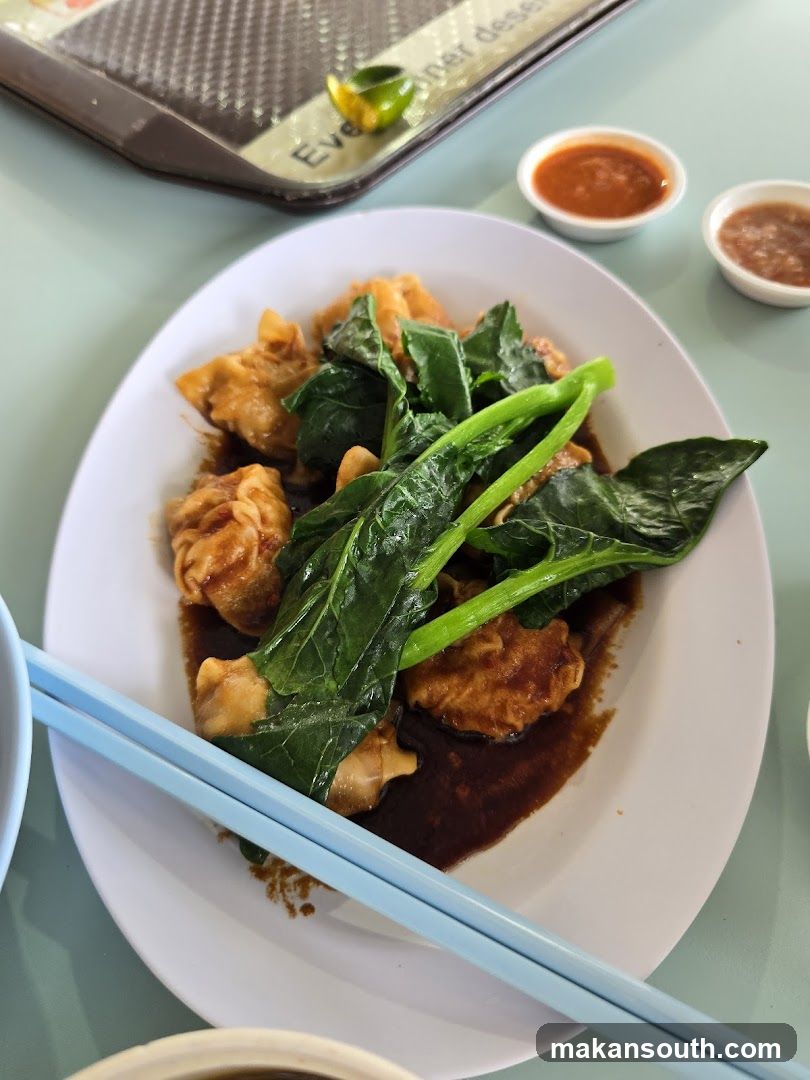 Dish with Wontons and Greens