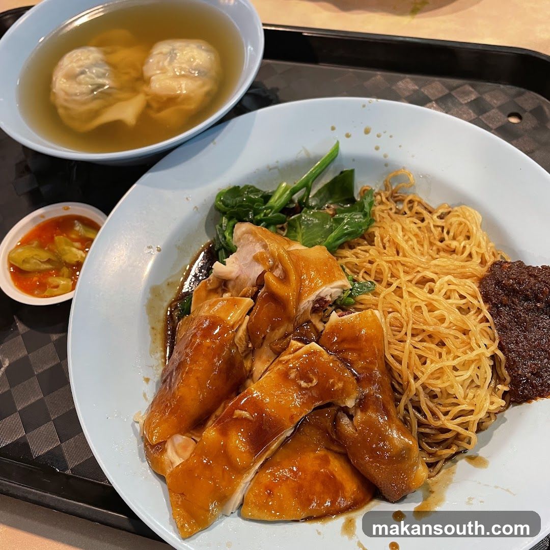 Hainanese Chicken Rice with Noodles and Soup