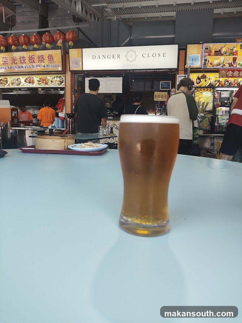 Food Court Scene with Beer Glass