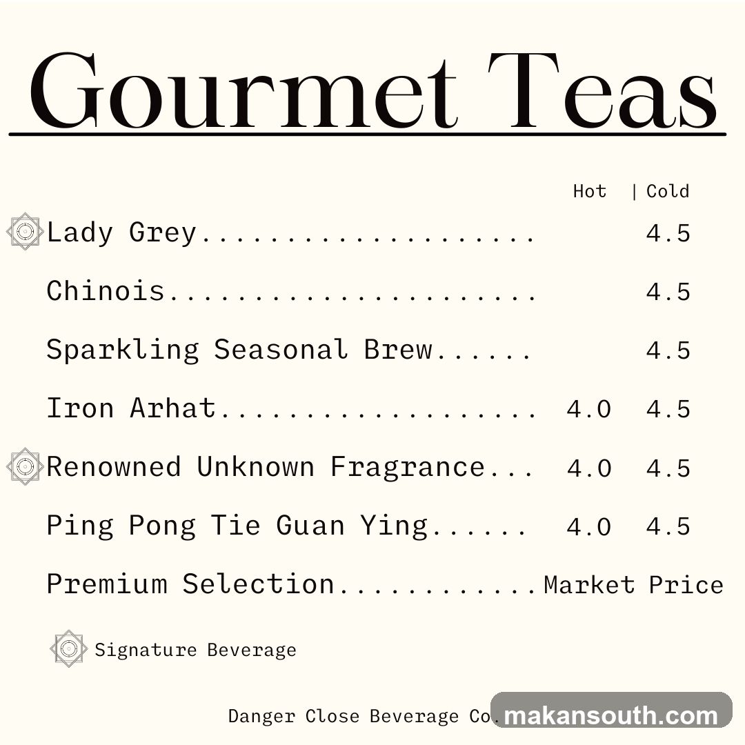 Gourmet Teas Menu
