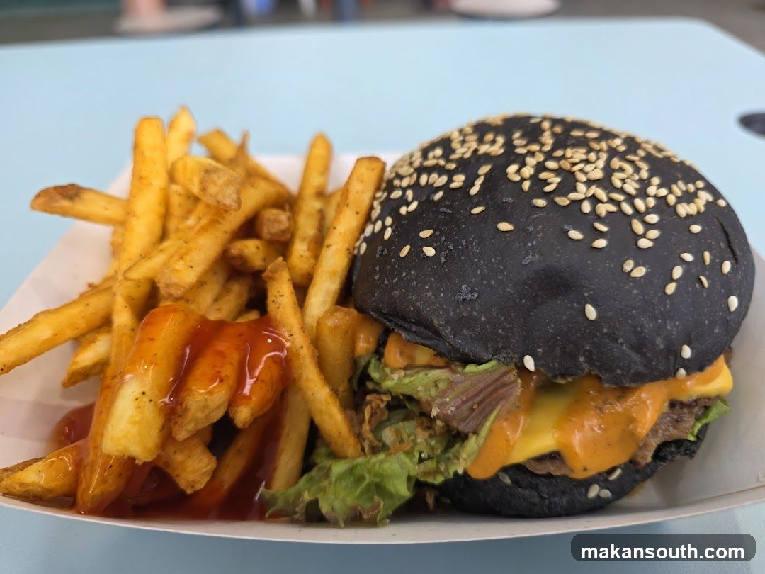 Black Burger with Fries