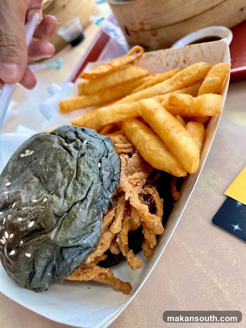 Black Burger with Fries