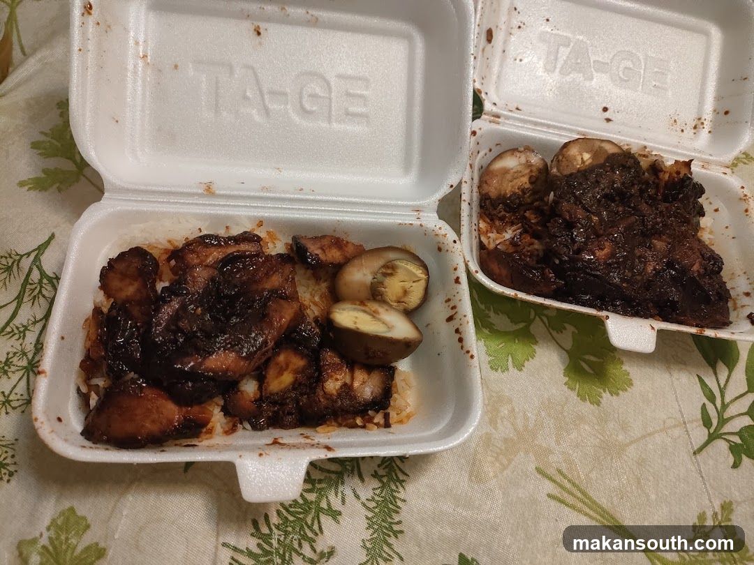 Takeout Food Containers with Meat and Rice