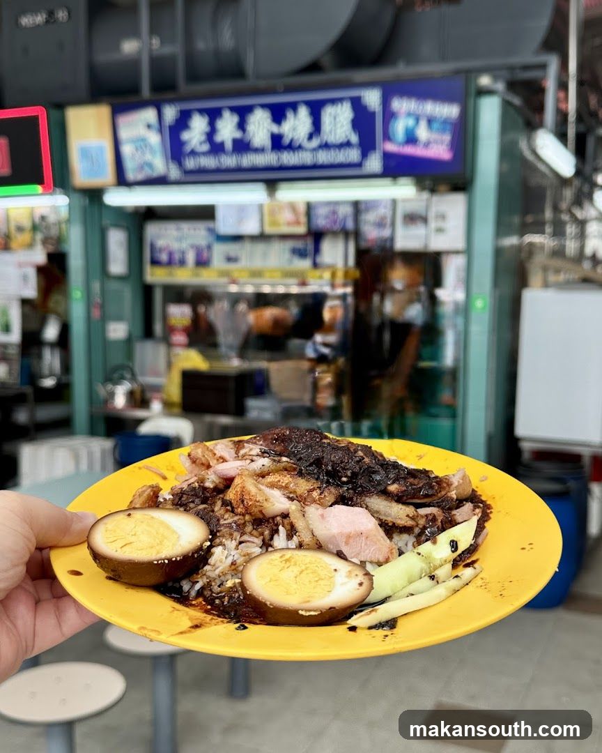 Hawker Food Plate with Shop Front Background