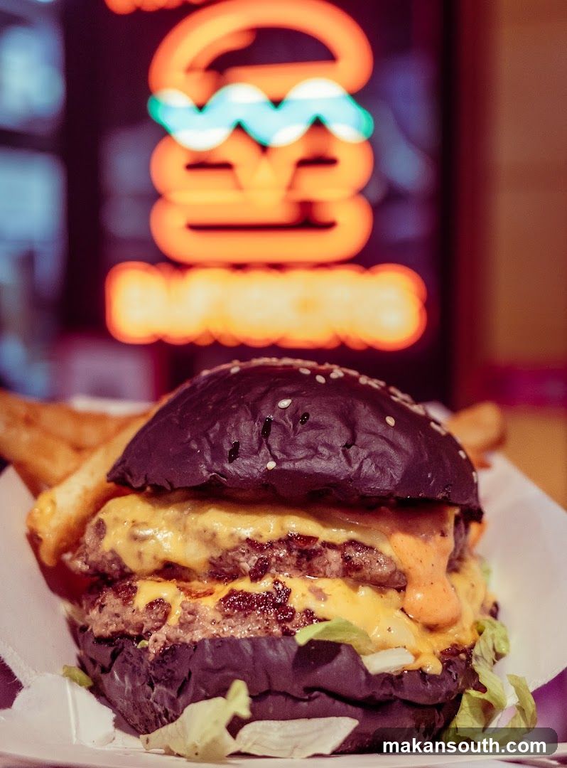 Burger with Neon Signage