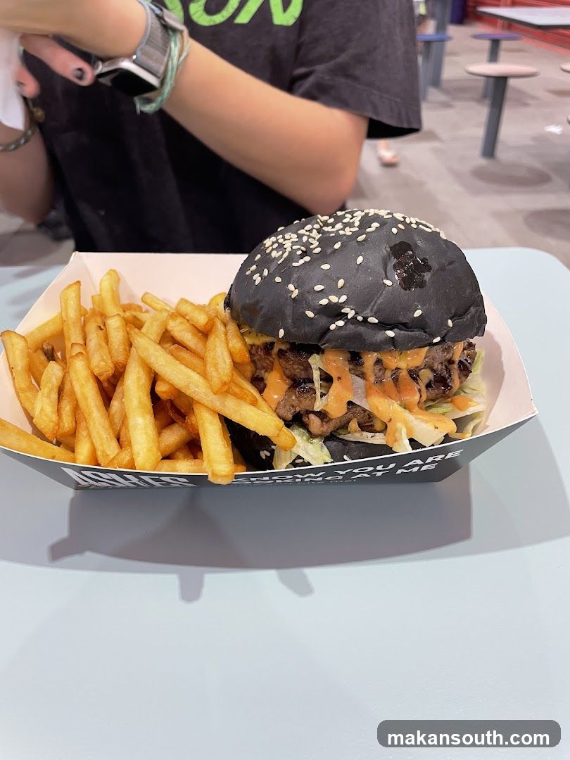 Black Burger with Fries