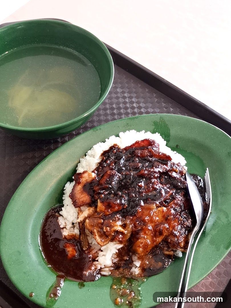 Bowl of Rice with Sauce and Soup