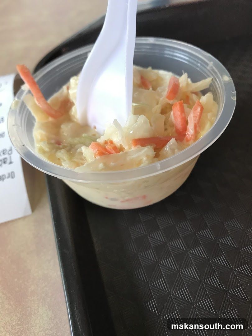 Coleslaw in plastic container