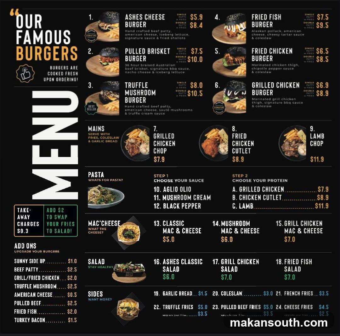 Our Famous Burgers Menu