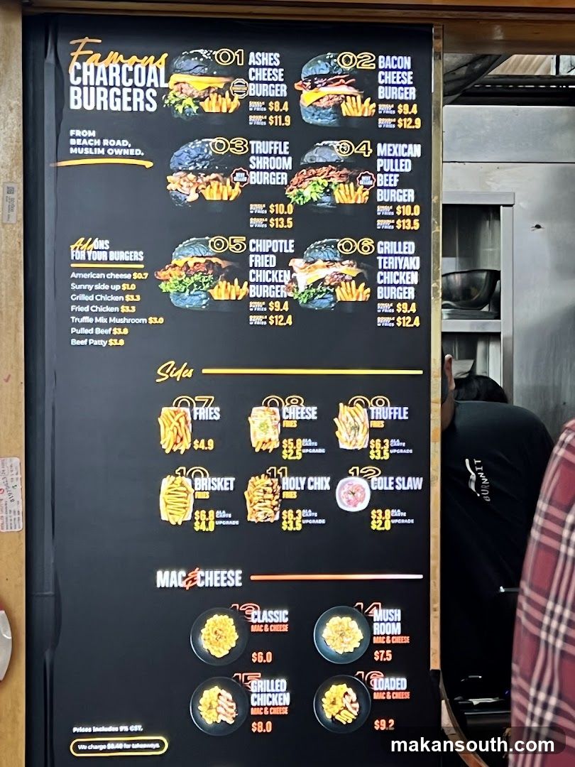 Famous Charcoal Burgers Menu Board