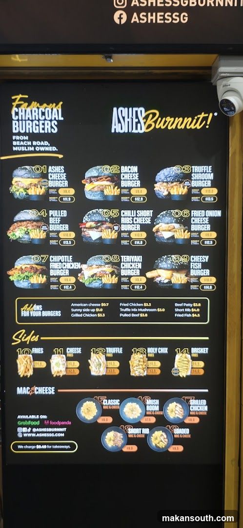 Ashes Burnnit! Famous Charcoal Burgers Menu