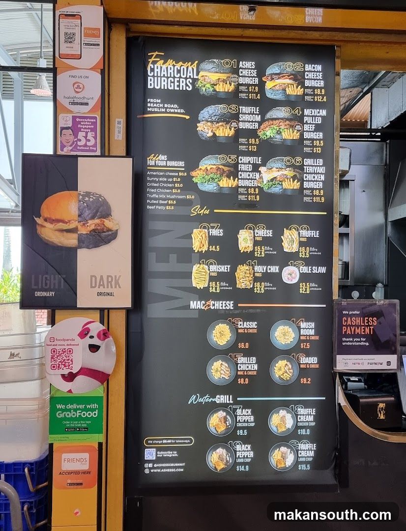 Famous Charcoal Burgers Menu Board