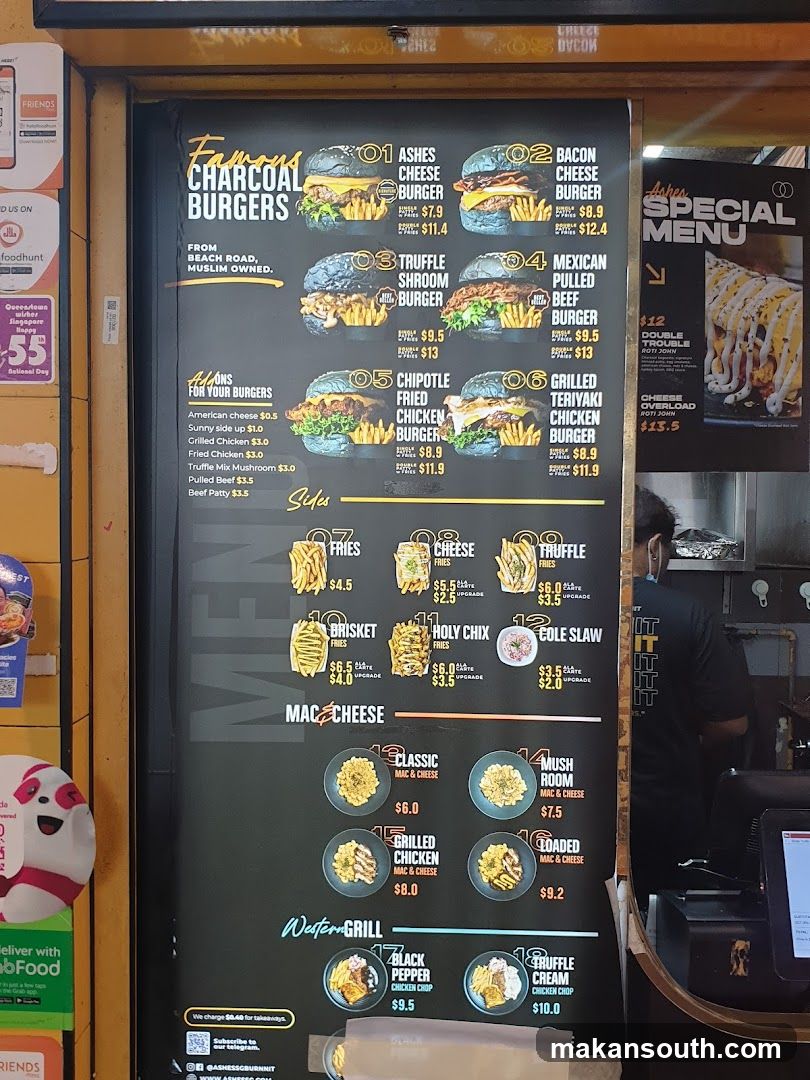Famous Charcoal Burgers Menu Board