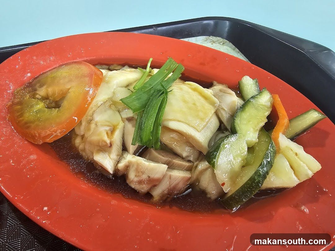 Hainanese Chicken Rice with Pickles and Tomato
