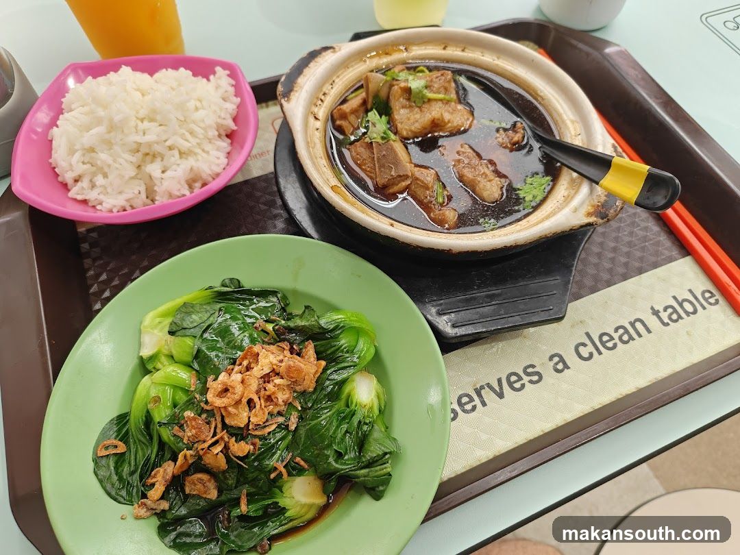 Cantonese-style meal on a tray