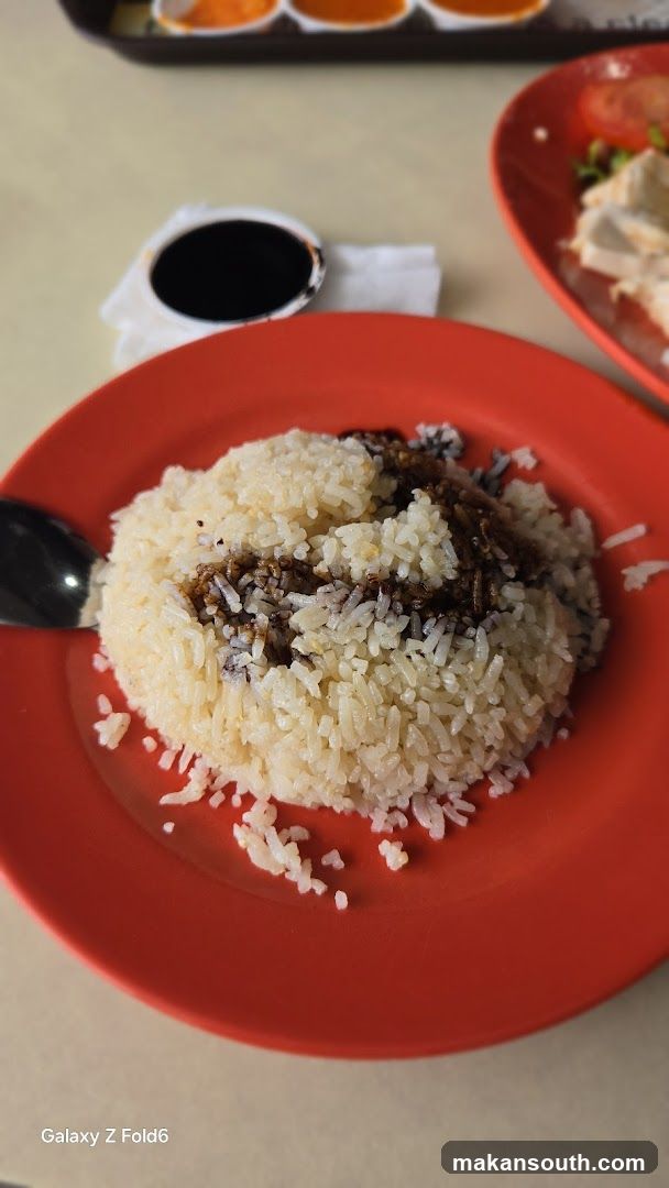 Rice with Sauce on Red Plate