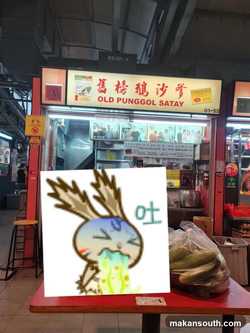 Food stall with cartoon overlay