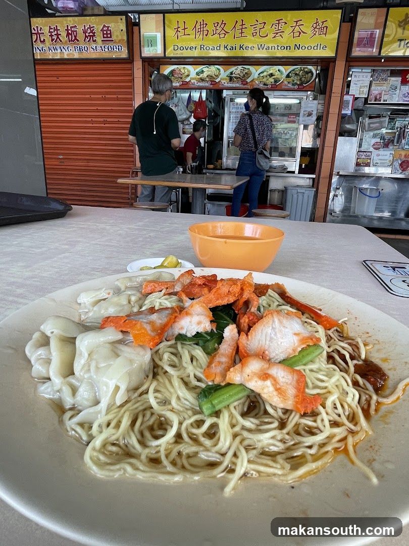 Noodle and Dumpling Dish at Food Stall