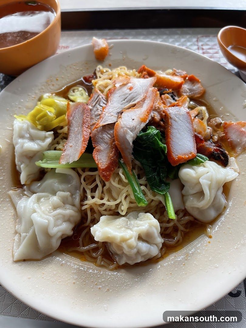 Noodle Dish with Dumplings and Roast Pork