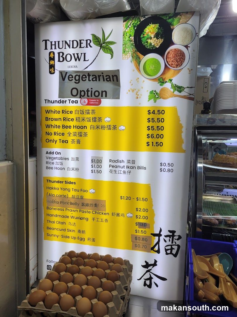 Thunder Bowl Vegetarian Option Menu