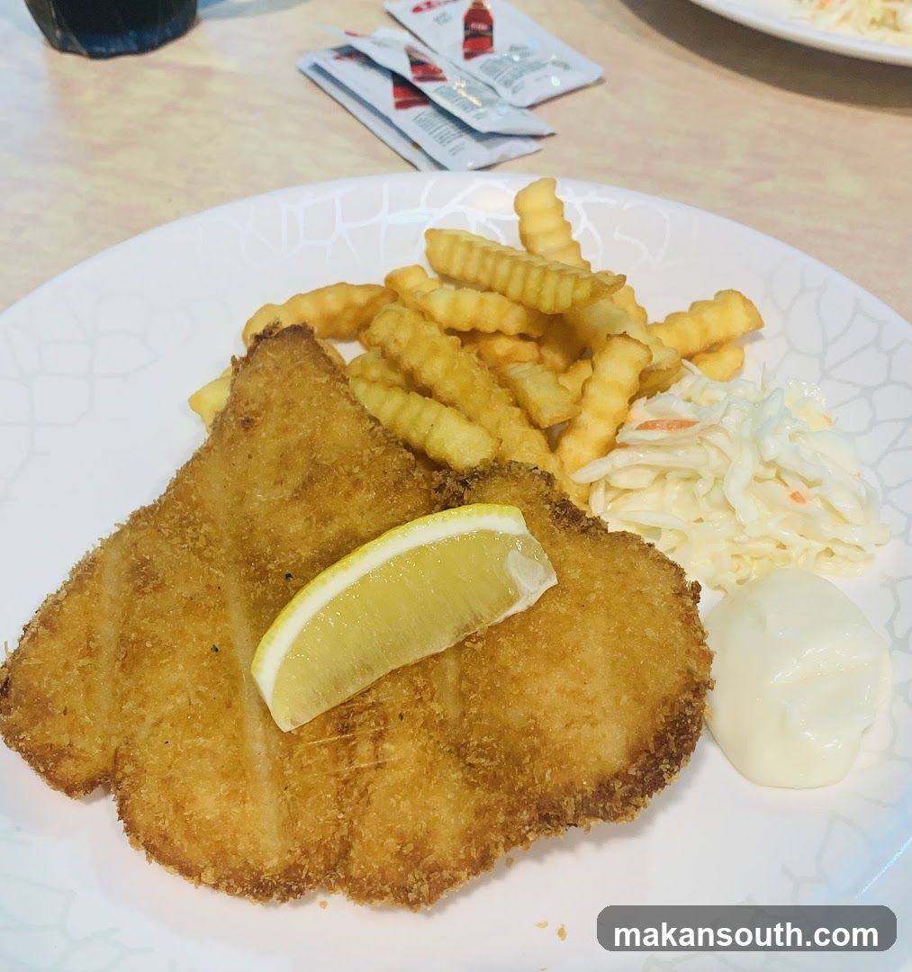 Breaded Fish with Fries and Coleslaw
