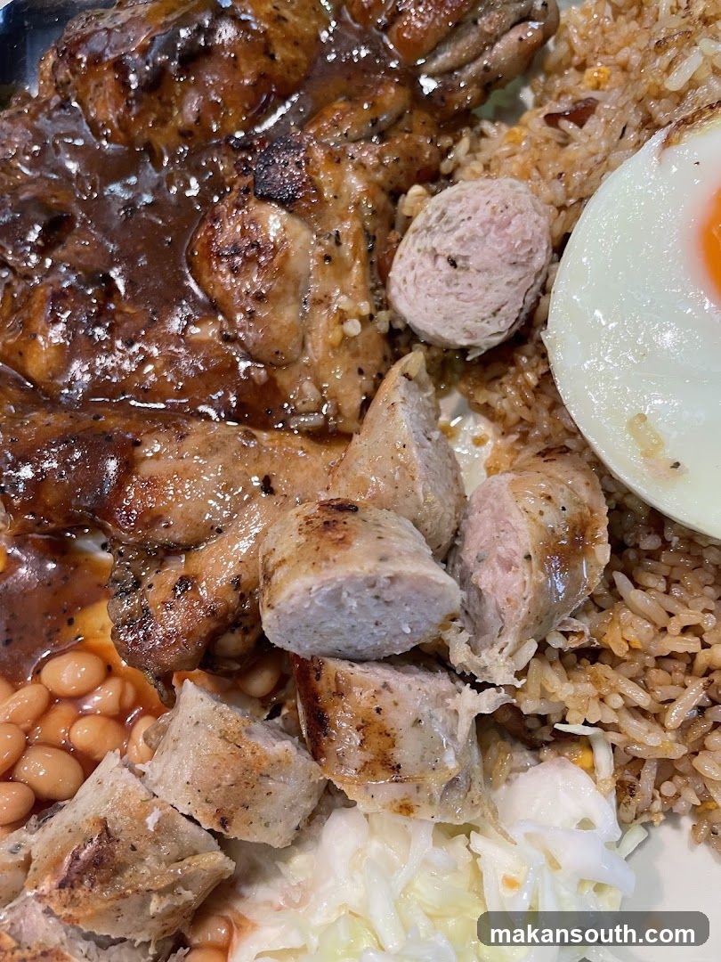 Fried Rice Plate with Meat and Egg