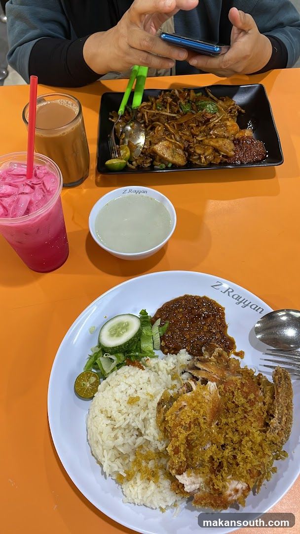 Food Table with Meals and Drinks