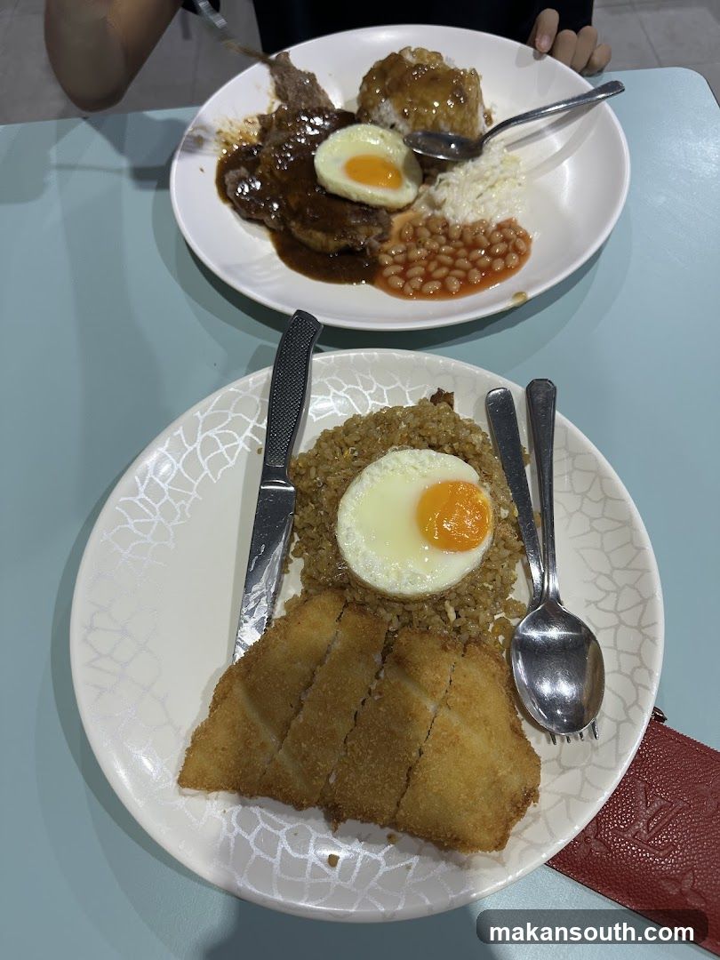 Food Plates with Fried Egg and Fried Rice