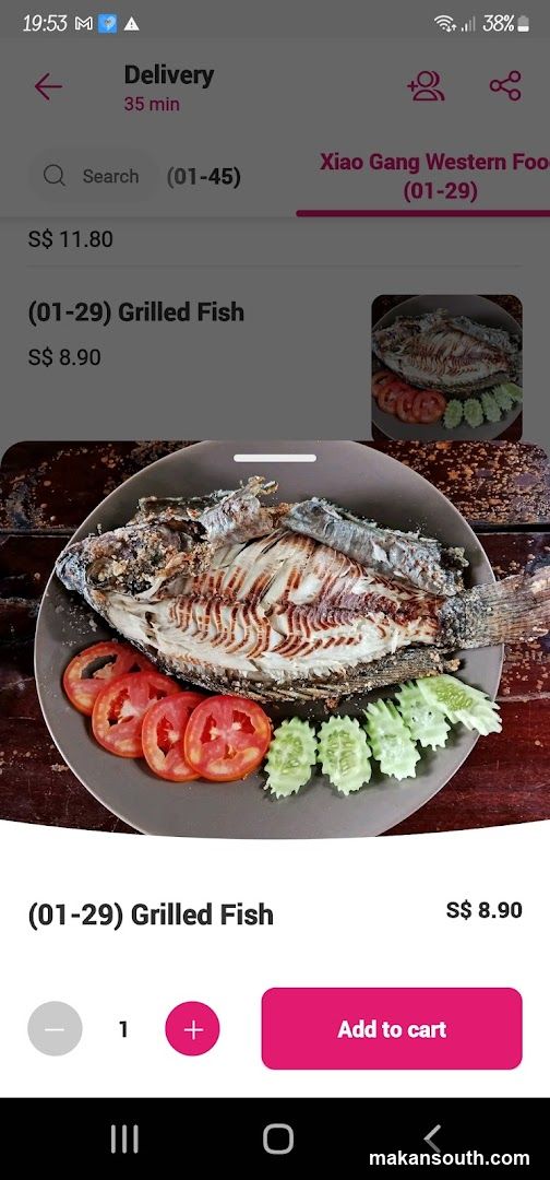 Grilled Fish Delivery App Screen
