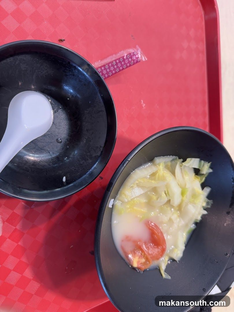 Food on red tray