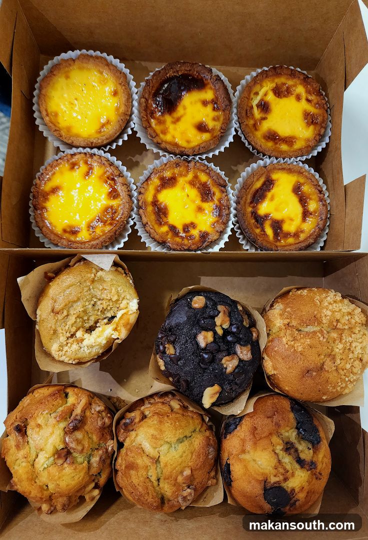 Pastry Box with Egg Tarts and Muffins