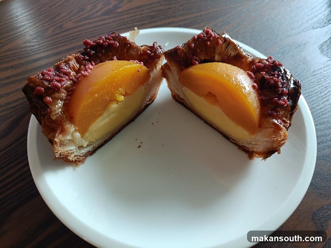 Peach Tart Cut in Half