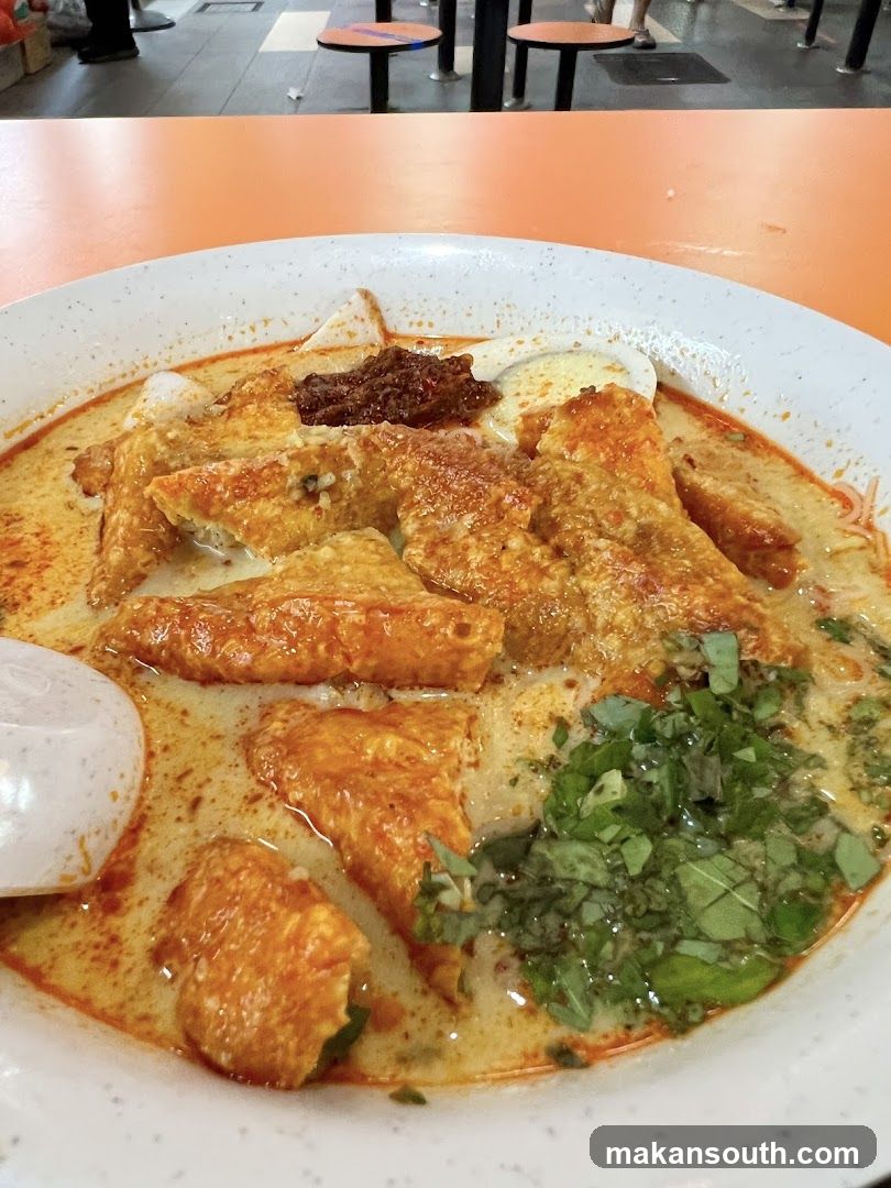 Laksa with Fried Fish Balls and Coriander