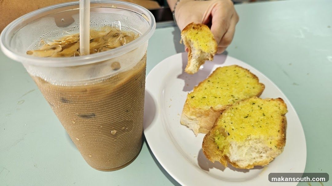 Iced Coffee and Garlic Bread