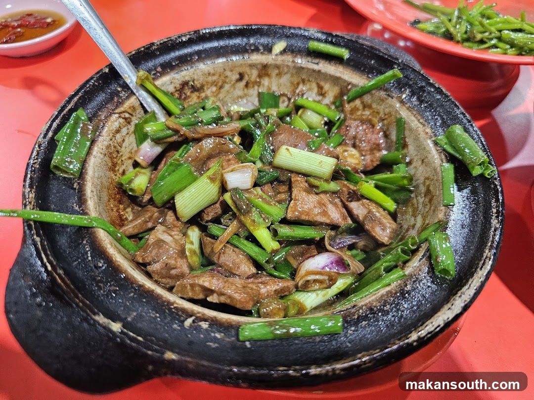 Sizzling Claypot Dish with Green Onions and Meat