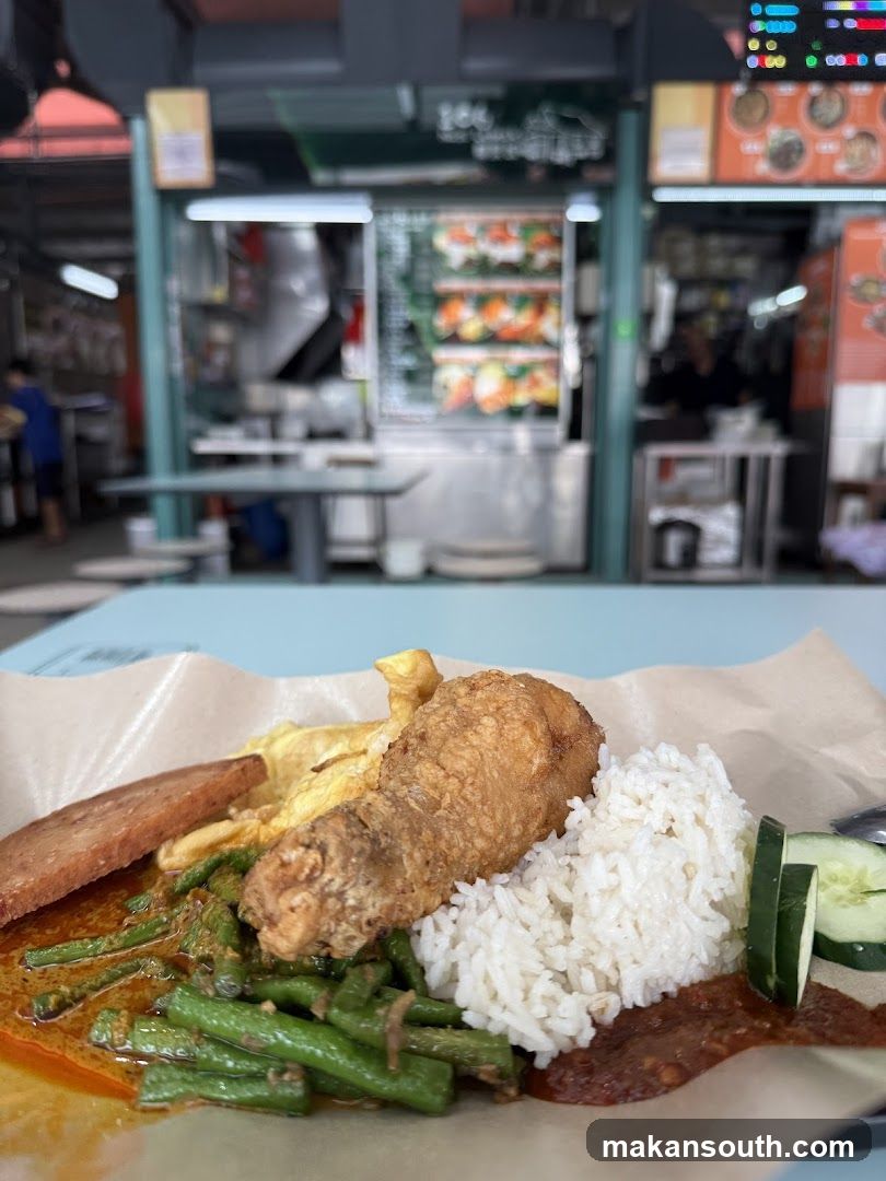 Fried Chicken Rice Plate at Food Stall