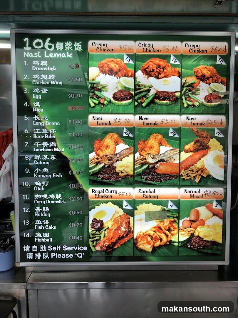 Nasi Lemlak Menu Board