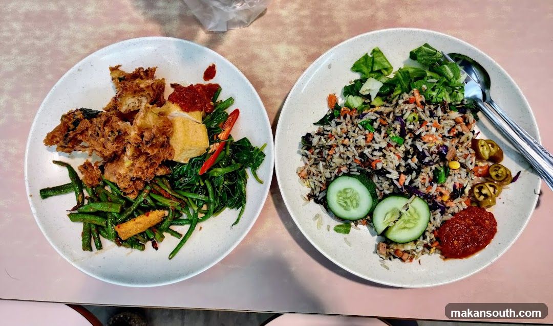 Two plates of food on a table