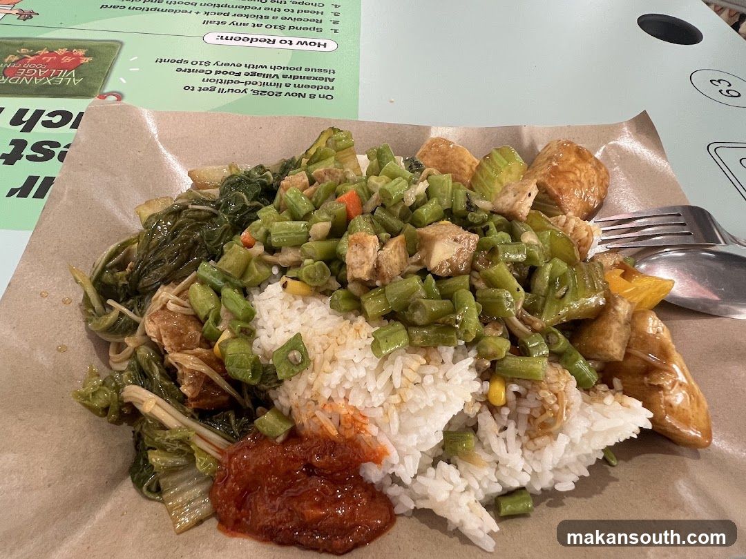 Food Plate with Rice and Vegetables
