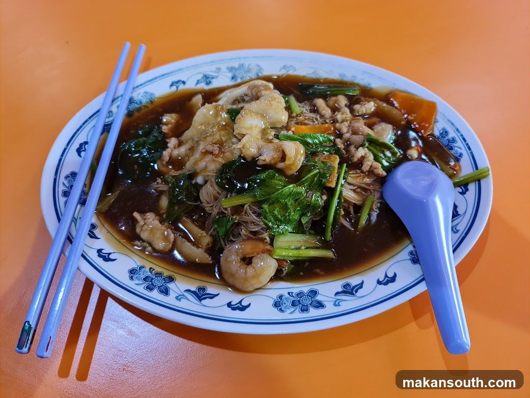 Noodle Dish with Shrimp and Greens