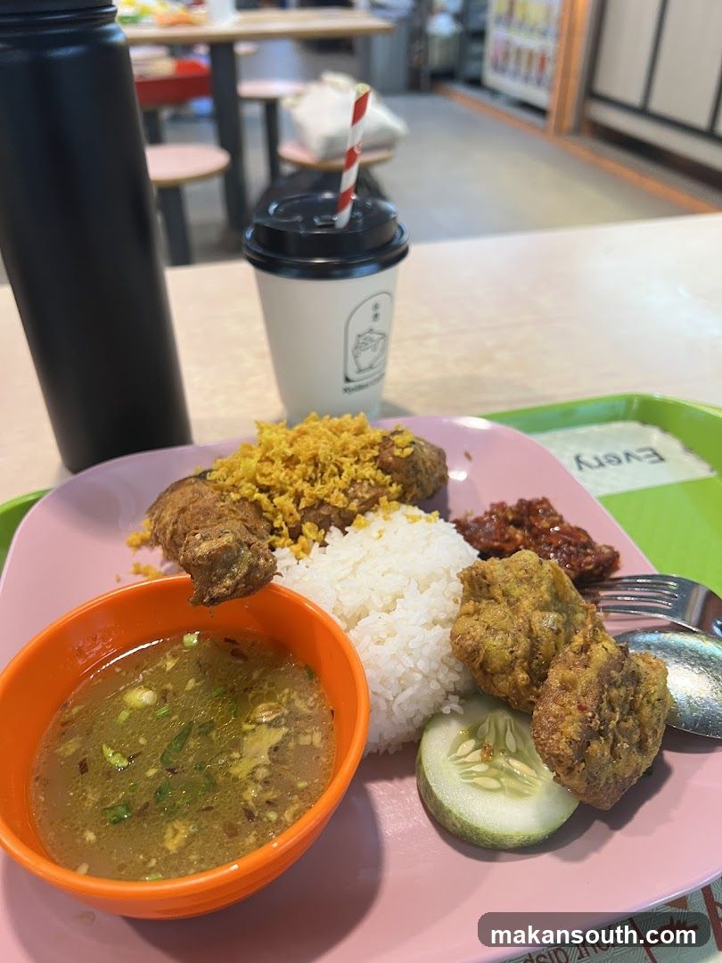 Food Tray with Curry and Fried Items