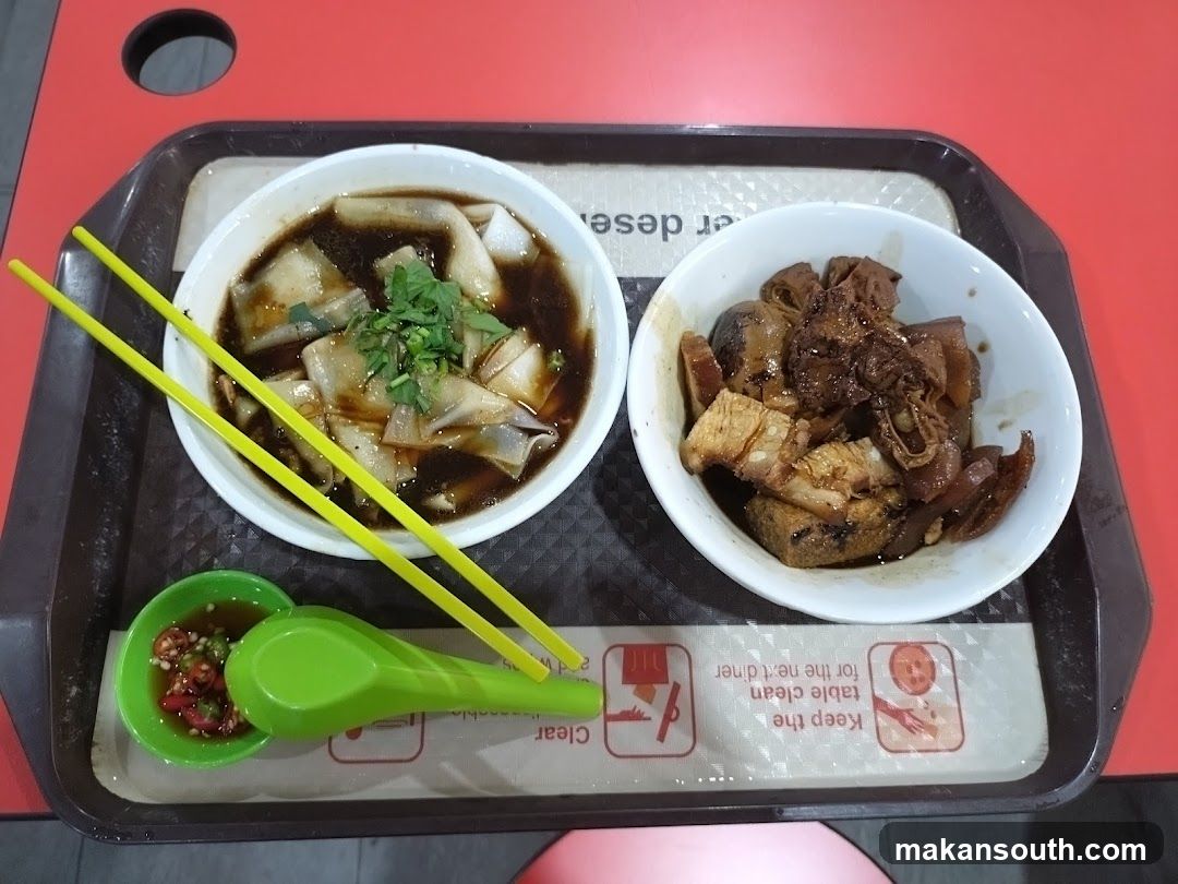 Food Tray with Noodles and Meat Dishes