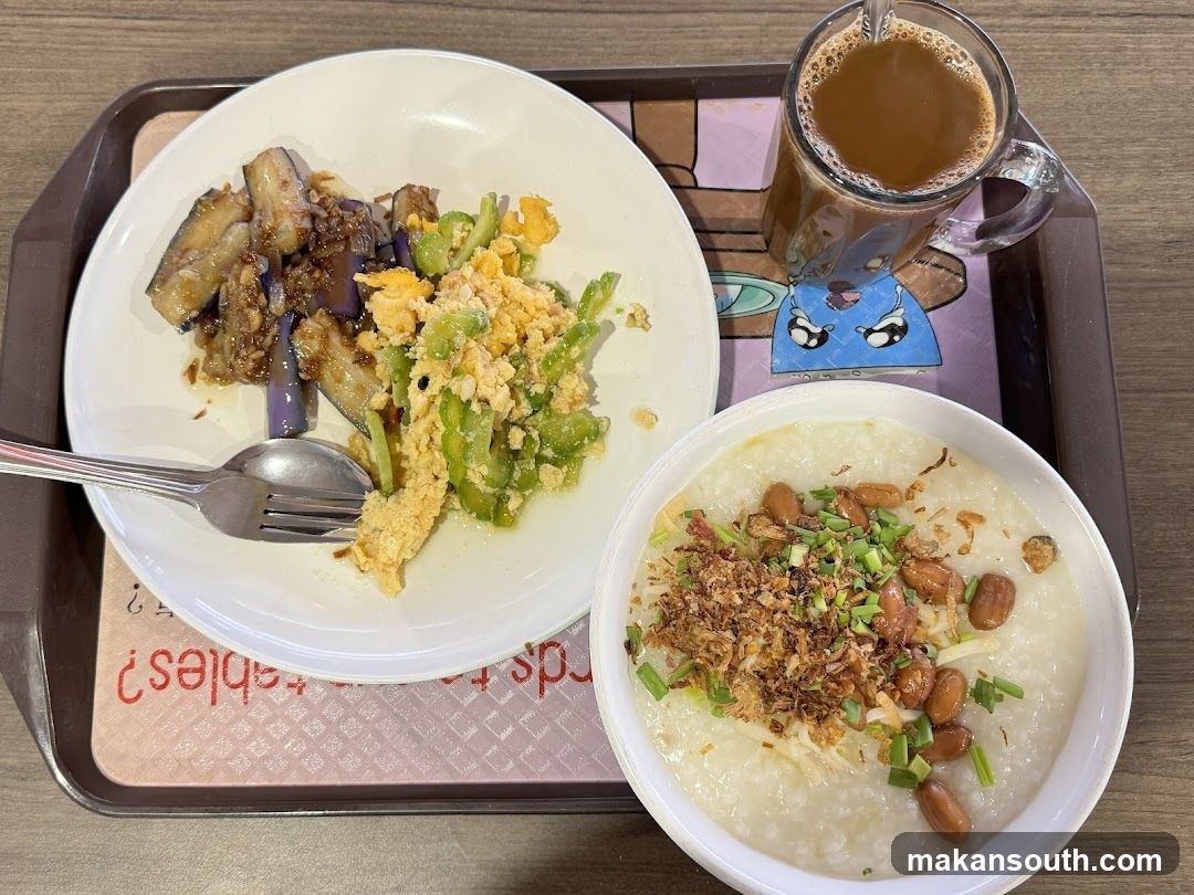 Breakfast Tray with Congee and Stir-fry