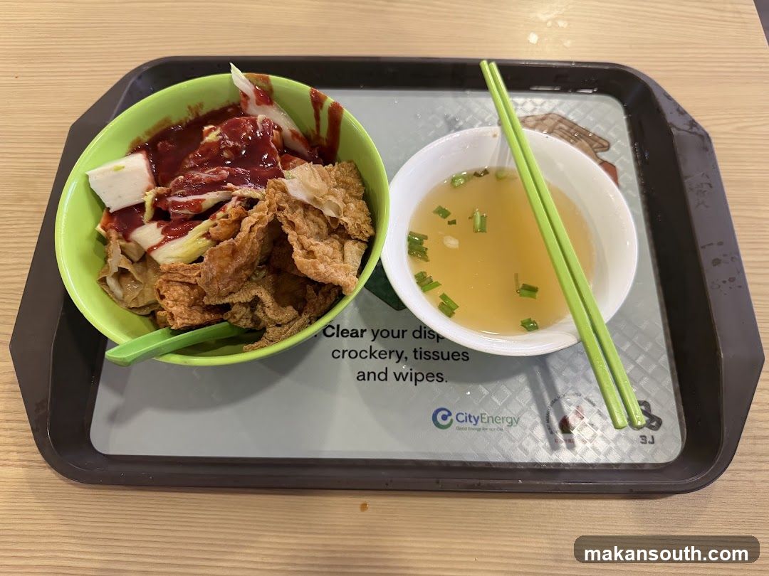 Tray with food and soup