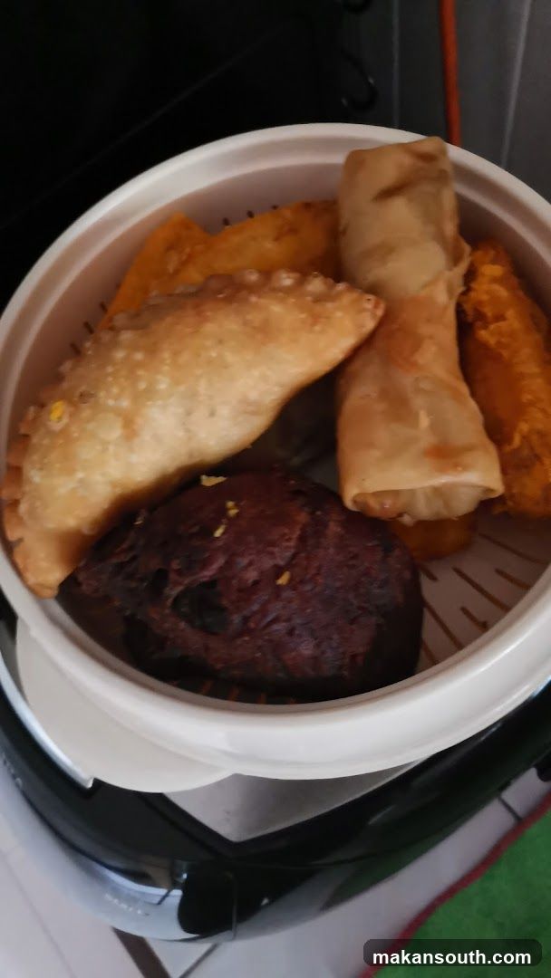 Air Fryer Basket with Fried Snacks